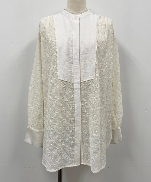 DIARIUM（ディアリウム）の「モダールナイロンシャツブラウス（シャツ/ブラウス・レディース・ブラック/アイボリー・M）」の13枚目の写真