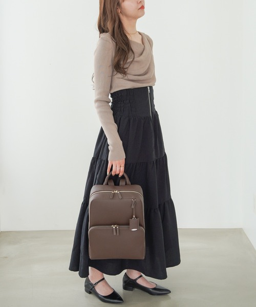 Jewelna Rose（ジュエルナローズ）の「フレイヤ・リュック2 A4ジャストサイズ 16125（バックパック/リュック・レディース・ライトグレー/スモークピンク/ブラック/ベージュ/アッシュグレー/クリーム/ネイビー/グレイッシュブルー/ホワイト/ホワイト系その他/ブラウン・FREE）」の13枚目の写真