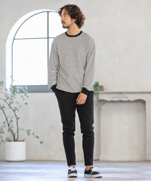 Magine(マージン)の「mlt3725-BORDER LONG SLEEVE CUT SEW カットソー(Tシャツ/カットソー・メンズ・ブラック/ホワイト/チャコール・44/46/48)」の19枚目の写真