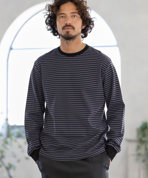 Magine(マージン)の「mlt3725-BORDER LONG SLEEVE CUT SEW カットソー(Tシャツ/カットソー・メンズ・ブラック/ホワイト/チャコール・44/46/48)」の22枚目の写真