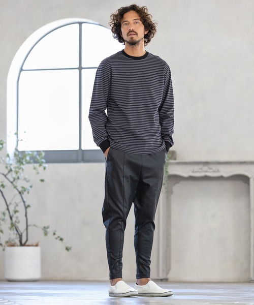 Magine(マージン)の「mlt3725-BORDER LONG SLEEVE CUT SEW カットソー(Tシャツ/カットソー・メンズ・ブラック/ホワイト/チャコール・44/46/48)」の14枚目の写真