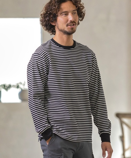 Magine(マージン)の「mlt3725-BORDER LONG SLEEVE CUT SEW カットソー(Tシャツ/カットソー・メンズ・ブラック/ホワイト/チャコール・44/46/48)」の5枚目の写真