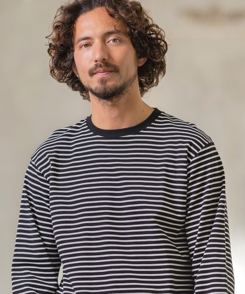 Magine(マージン)の「mlt3725-BORDER LONG SLEEVE CUT SEW カットソー(Tシャツ/カットソー・メンズ・ブラック/ホワイト/チャコール・44/46/48)」の17枚目の写真