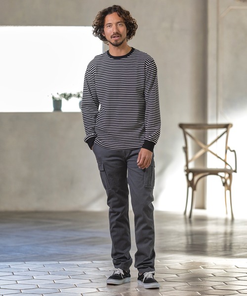 Magine(マージン)の「mlt3725-BORDER LONG SLEEVE CUT SEW カットソー(Tシャツ/カットソー・メンズ・ブラック/ホワイト/チャコール・44/46/48)」の11枚目の写真