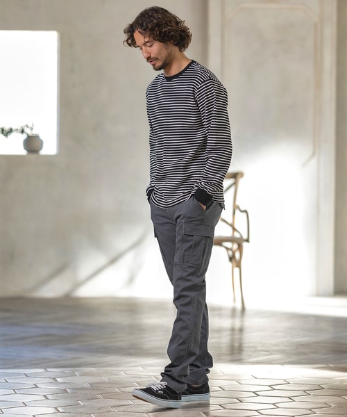 Magine(マージン)の「mlt3725-BORDER LONG SLEEVE CUT SEW カットソー(Tシャツ/カットソー・メンズ・ブラック/ホワイト/チャコール・44/46/48)」の9枚目の写真
