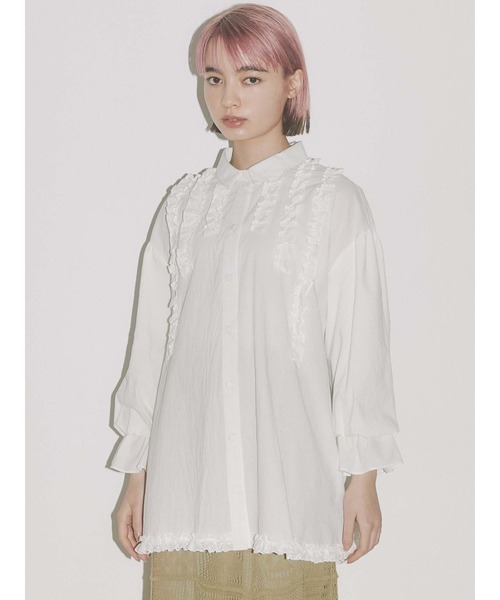 merry jenny(メリージェニー)の「スタンドカラーフリルブラウス(シャツ/ブラウス・レディース・オフホワイト/ブラック/ベージュ・FREE)」の1枚目の写真