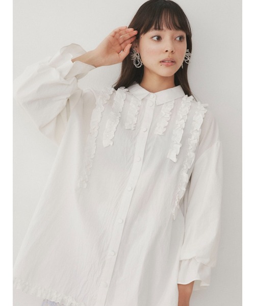 merry jenny(メリージェニー)の「スタンドカラーフリルブラウス(シャツ/ブラウス・レディース・オフホワイト/ブラック/ベージュ・FREE)」の7枚目の写真
