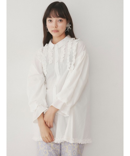 merry jenny(メリージェニー)の「スタンドカラーフリルブラウス(シャツ/ブラウス・レディース・オフホワイト/ブラック/ベージュ・FREE)」の8枚目の写真