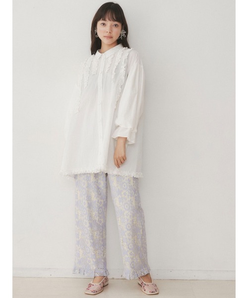 merry jenny(メリージェニー)の「スタンドカラーフリルブラウス(シャツ/ブラウス・レディース・オフホワイト/ブラック/ベージュ・FREE)」の9枚目の写真