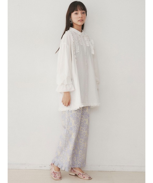 merry jenny(メリージェニー)の「スタンドカラーフリルブラウス(シャツ/ブラウス・レディース・オフホワイト/ブラック/ベージュ・FREE)」の10枚目の写真