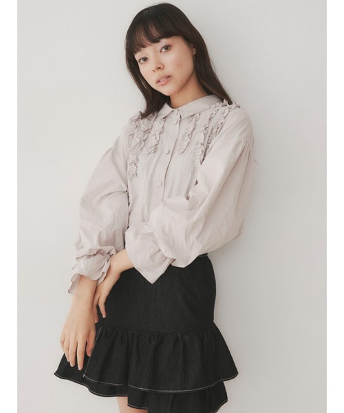 merry jenny(メリージェニー)の「スタンドカラーフリルブラウス(シャツ/ブラウス・レディース・オフホワイト/ブラック/ベージュ・FREE)」の13枚目の写真