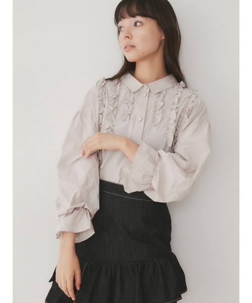 merry jenny(メリージェニー)の「スタンドカラーフリルブラウス(シャツ/ブラウス・レディース・オフホワイト/ブラック/ベージュ・FREE)」の14枚目の写真