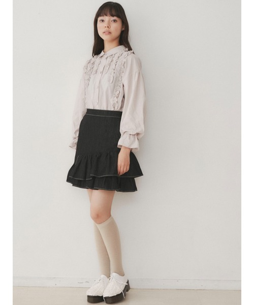 merry jenny(メリージェニー)の「スタンドカラーフリルブラウス(シャツ/ブラウス・レディース・オフホワイト/ブラック/ベージュ・FREE)」の18枚目の写真