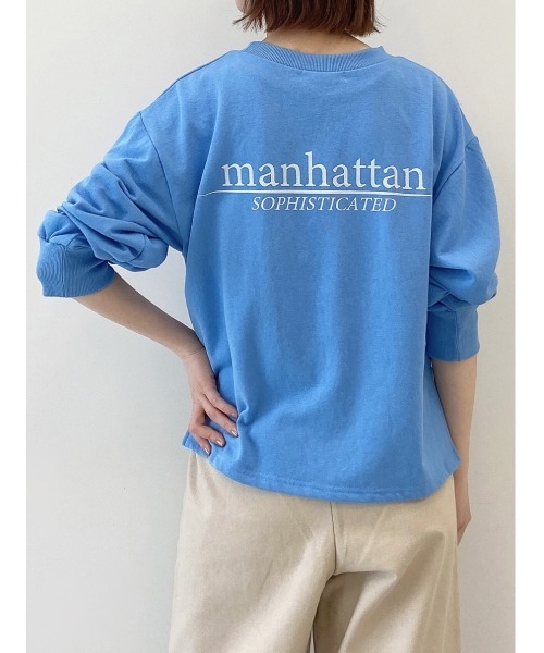 Samansa Mos2 blue（サマンサモスモスブルー）の「バックプリントスウェット（スウェット・レディース・チャコール/ライトベージュ/グリーン/ブルー/オレンジ・ﾌﾘ-）」の5枚目の写真