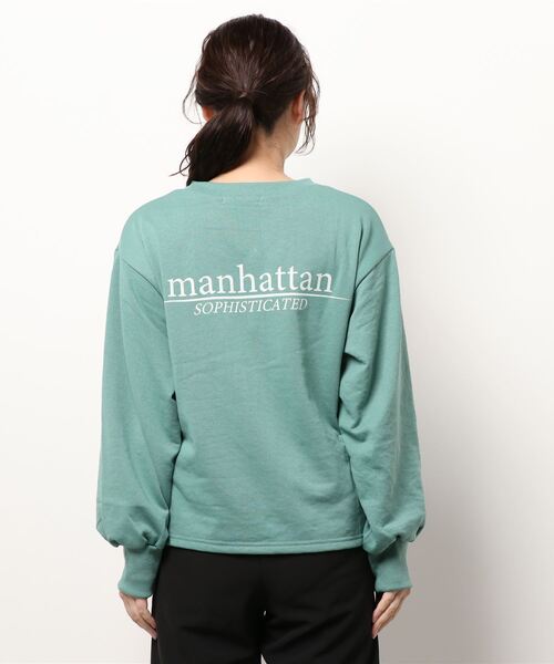 Samansa Mos2 blue（サマンサモスモスブルー）の「バックプリントスウェット（スウェット・レディース・チャコール/ライトベージュ/グリーン/ブルー/オレンジ・ﾌﾘ-）」の4枚目の写真