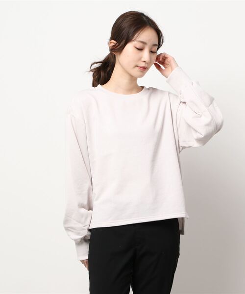 Samansa Mos2 blue（サマンサモスモスブルー）の「バックプリントスウェット（スウェット・レディース・チャコール/ライトベージュ/グリーン/ブルー/オレンジ・ﾌﾘ-）」の8枚目の写真