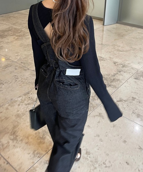 Ezick（エジック）の「ストレートデニムサロペット（サロペット/オーバーオール・レディース・ブラック・FREE）」の13枚目の写真