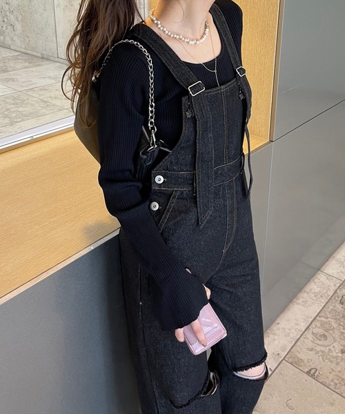 Ezick（エジック）の「ストレートデニムサロペット（サロペット