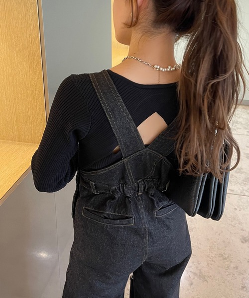 Ezick（エジック）の「ストレートデニムサロペット（サロペット/オーバーオール・レディース・ブラック・FREE）」の15枚目の写真