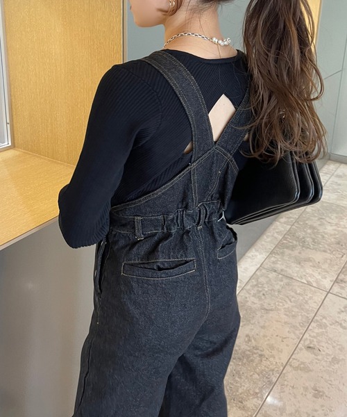 Ezick（エジック）の「ストレートデニムサロペット（サロペット/オーバーオール・レディース・ブラック・FREE）」の16枚目の写真