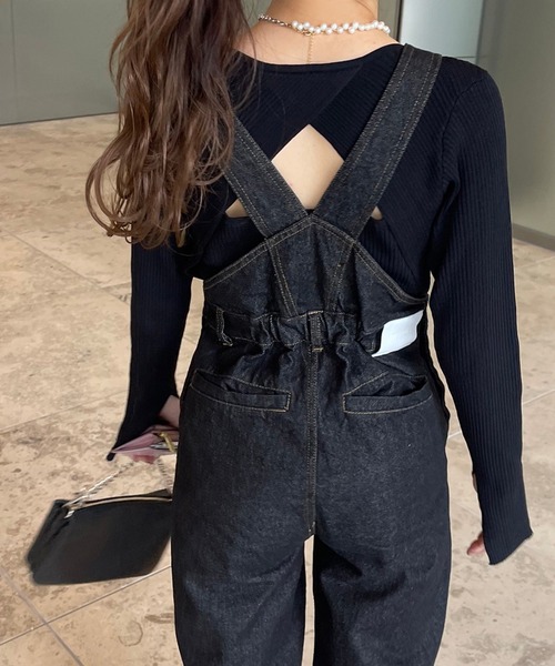 Ezick（エジック）の「ストレートデニムサロペット（サロペット/オーバーオール・レディース・ブラック・FREE）」の20枚目の写真