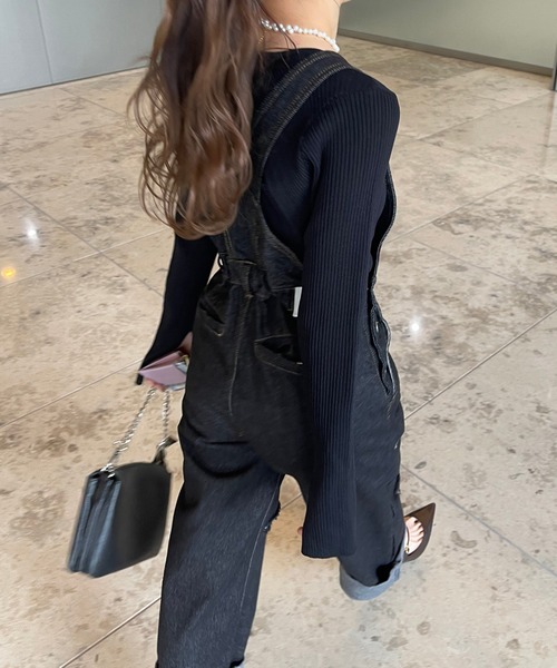 Ezick（エジック）の「ストレートデニムサロペット（サロペット/オーバーオール・レディース・ブラック・FREE）」の21枚目の写真