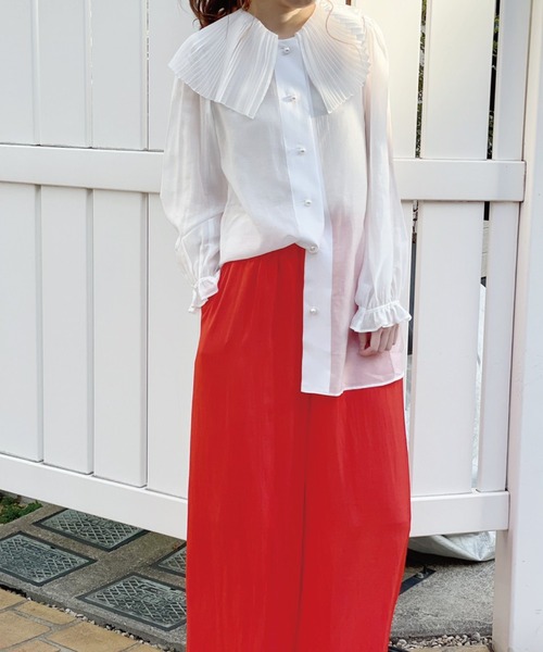 Banner Barrett(バナーバレット)の「【Lili Lurex】プリーツカラーブラウス(Tシャツ/カットソー・レディース・ホワイト・38)」の4枚目の写真
