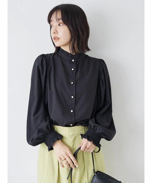 Green　Parks（グリーンパークス）の「・ELENCARE DUE フリルスタンドカラーブラウス（シャツ/ブラウス・レディース・オフホワイト/ブラック/ラベンダー/イエロー・FREE）」の6枚目の写真