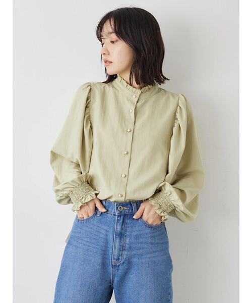 Green　Parks（グリーンパークス）の「・ELENCARE DUE フリルスタンドカラーブラウス（シャツ/ブラウス・レディース・オフホワイト/ブラック/ラベンダー/イエロー・FREE）」の7枚目の写真