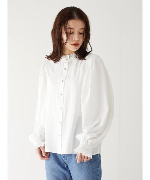 Green　Parks（グリーンパークス）の「・ELENCARE DUE フリルスタンドカラーブラウス（シャツ/ブラウス・レディース・オフホワイト/ブラック/ラベンダー/イエロー・FREE）」の9枚目の写真