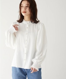 ・ELENCARE DUE フリルスタンドカラーブラウス