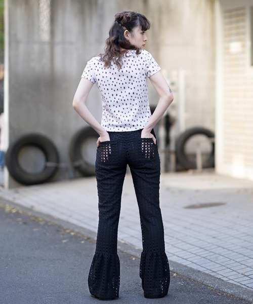 X-girl（エックスガール）の「CROCHET RUFFLE PANTS（その他パンツ