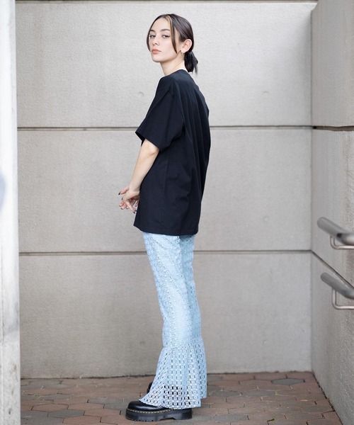 X-girl（エックスガール）の「CROCHET RUFFLE PANTS（その他パンツ・レディース・ライトブルー/ブラック/オフホワイト・S/M/XS）」の5枚目の写真