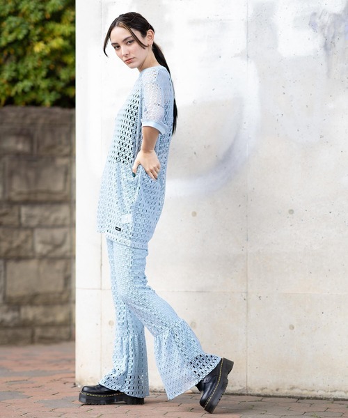 X-girl（エックスガール）の「CROCHET RUFFLE PANTS（その他パンツ・レディース・ライトブルー/ブラック/オフホワイト・S/M/XS）」の6枚目の写真