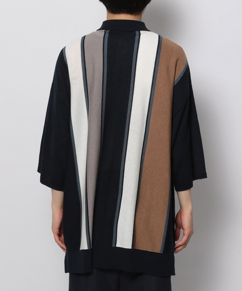 niko and...(ニコアンド)の「アシメストライプニットポロシャツ(ポロシャツ・メンズ・ネイビー/オフホワイト/グリーン・MEDIUM/LARGE)」の15枚目の写真