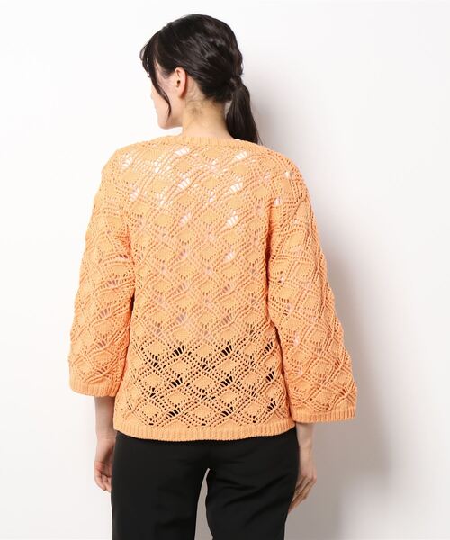 LOWRYS FARM（ローリーズファーム）の「マクラメカーディガン　269133（カーディガン/ボレロ・レディース・アイボリー/ブラック/オレンジ・FREE）」の5枚目の写真