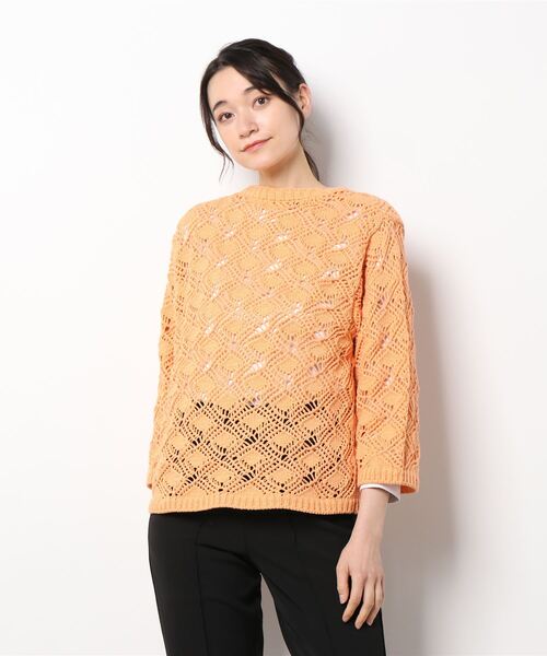 LOWRYS FARM（ローリーズファーム）の「マクラメカーディガン　269133（カーディガン/ボレロ・レディース・アイボリー/ブラック/オレンジ・FREE）」の6枚目の写真