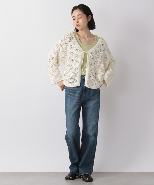 LOWRYS FARM（ローリーズファーム）の「マクラメカーディガン　269133（カーディガン/ボレロ・レディース・アイボリー/ブラック/オレンジ・FREE）」の7枚目の写真