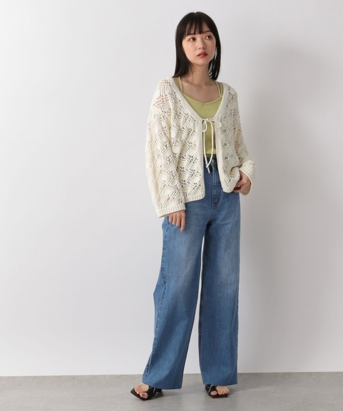 LOWRYS FARM（ローリーズファーム）の「マクラメカーディガン　269133（カーディガン/ボレロ・レディース・アイボリー/ブラック/オレンジ・FREE）」の8枚目の写真