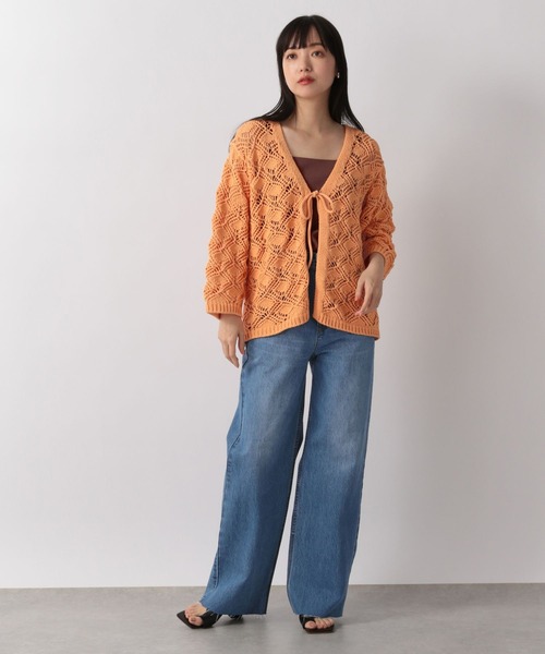 LOWRYS FARM（ローリーズファーム）の「マクラメカーディガン　269133（カーディガン/ボレロ・レディース・アイボリー/ブラック/オレンジ・FREE）」の10枚目の写真