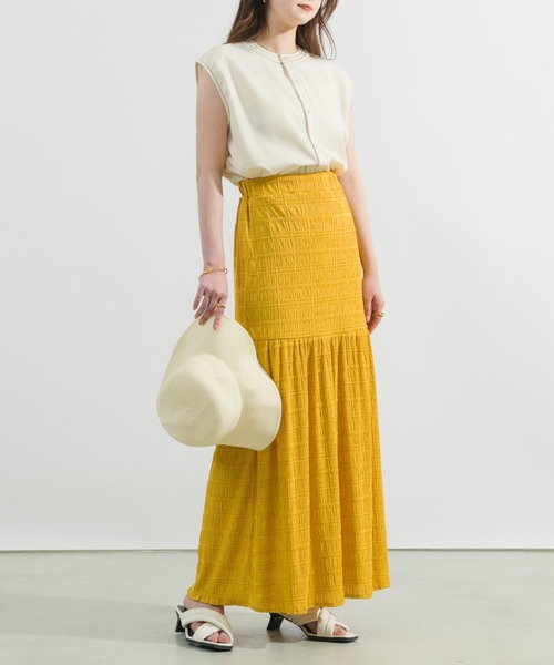 NEUNA（ヌナ）の「【大人の揺れ感。】ティアードフレアロングスカート（スカート・レディース・ホワイト/ブラック/オレンジ・SMALL/MEDIUM/LARGE）」の14枚目の写真