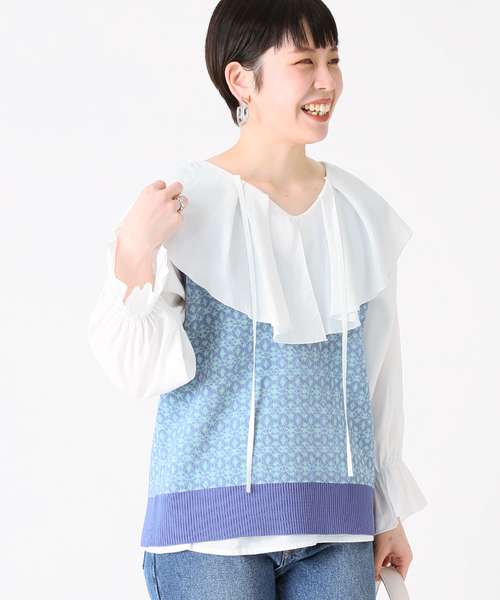 B.C STOCK（ベーセーストック）の「2WAYラッフルブラウス◆（シャツ/ブラウス・レディース・ホワイト/ブラック・FREE）」の9枚目の写真