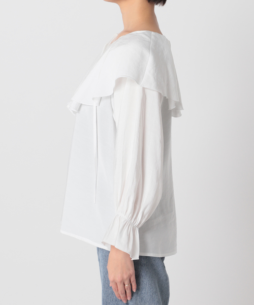 B.C STOCK（ベーセーストック）の「2WAYラッフルブラウス◆（シャツ/ブラウス・レディース・ホワイト/ブラック・FREE）」の13枚目の写真