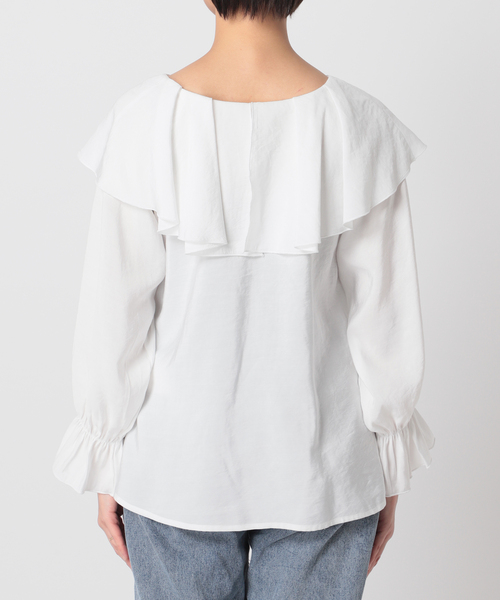 B.C STOCK（ベーセーストック）の「2WAYラッフルブラウス◆（シャツ/ブラウス・レディース・ホワイト/ブラック・FREE）」の14枚目の写真