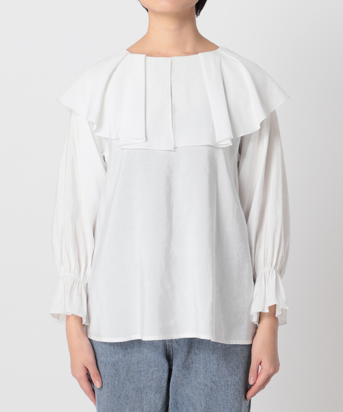 B.C STOCK（ベーセーストック）の「2WAYラッフルブラウス◆（シャツ/ブラウス・レディース・ホワイト/ブラック・FREE）」の20枚目の写真
