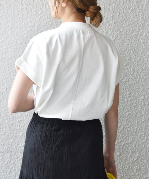 SHIPS any(シップス エニィ)の「SHIPS any:〈抗菌消臭〉USAコットン フレンチ スリーブ TEE(Tシャツ/カットソー・レディース・ホワイト/ブラック/ピンク/イエロー/ワインレッド・ONE SIZE)」の21枚目の写真