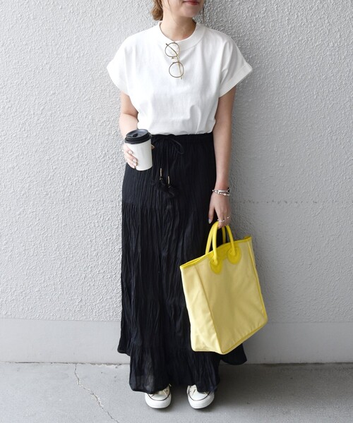 SHIPS any(シップス エニィ)の「SHIPS any:〈抗菌消臭〉USAコットン フレンチ スリーブ TEE(Tシャツ/カットソー・レディース・ホワイト/ブラック/ピンク/イエロー/ワインレッド・ONE SIZE)」の22枚目の写真
