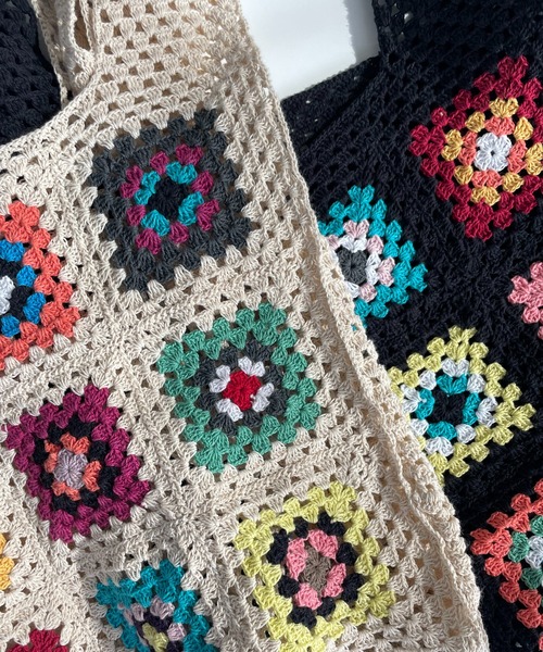 AS KNOW AS plus（アズノゥアズプラス）の「ふんだんクロシェトートバッグ（トートバッグ・レディース・ブラック/キナリ・FREE）」の7枚目の写真