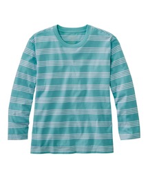 サタデーTシャツ、クルーネック 7分丈袖 ストライプ 米国フィット・レギュラー