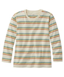 サタデーTシャツ、クルーネック 7分丈袖 ストライプ 米国フィット・レギュラー